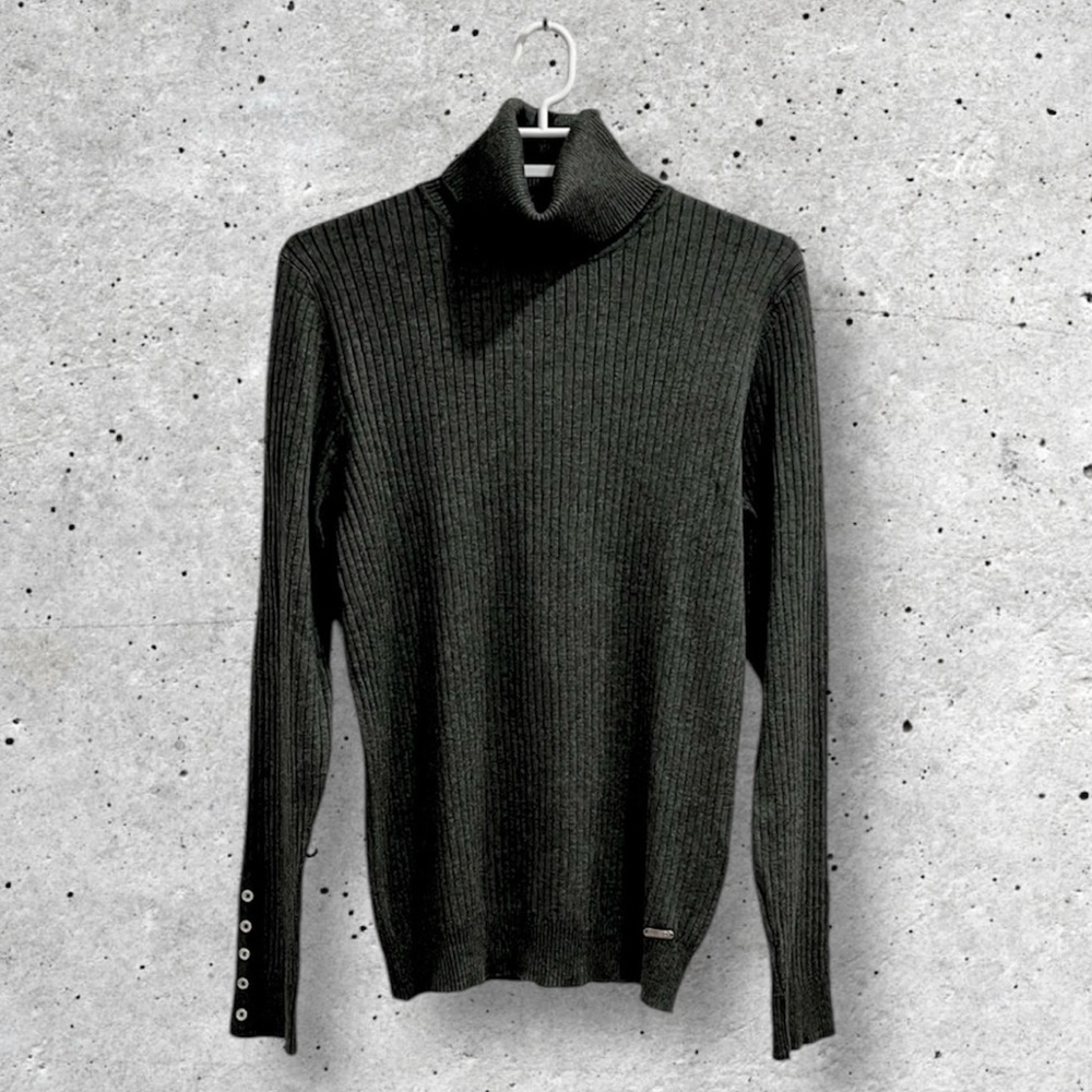 Calvin Klein Ribbed Grey Turtleneck Sweater Long sleeves